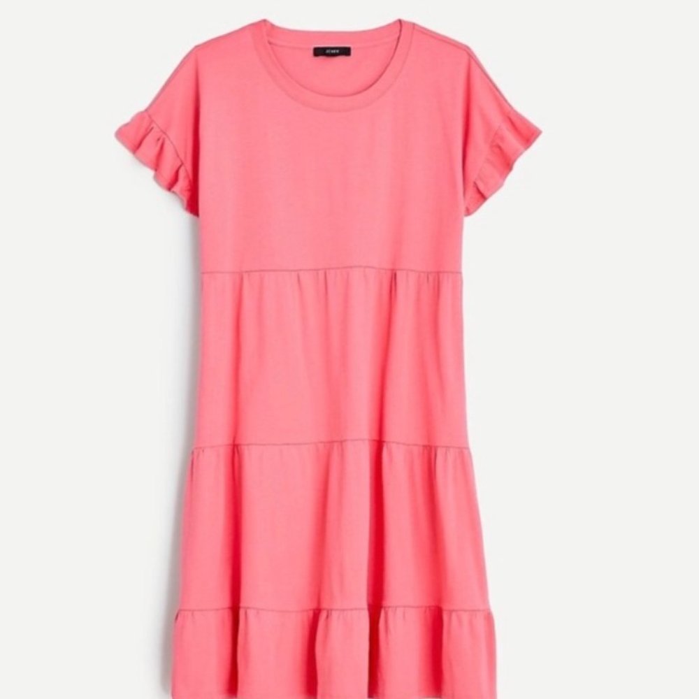 J.Crew Pink Tiered Jersey Dress Size L